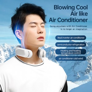 LB11 Super Fast Charge 6000mah Wearable Hanging Neck Air Conditioner Fan With Cooling Wind Hot Wind Portable Neck Fan