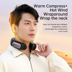 LB11 Super Fast Charge 6000mah Wearable Hanging Neck Air Conditioner Fan With Cooling Wind Hot Wind Portable Neck Fan