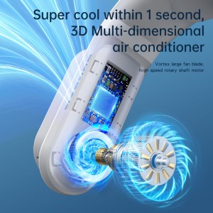 LB11 Super Fast Charge 6000mah Wearable Hanging Neck Air Conditioner Fan With Cooling Wind Hot Wind Portable Neck Fan