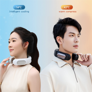 LB11 Super Fast Charge 6000mah Wearable Hanging Neck Air Conditioner Fan With Cooling Wind Hot Wind Portable Neck Fan